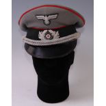 A German Wehrmacht Officer's peaked cap.