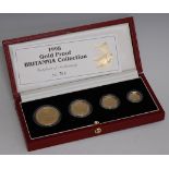 Great Britain, cased 1998 gold proof Britannia four-coin collection; 100 pound, 50 pound,