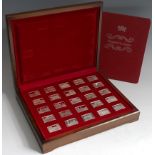 Great Britain, cased set of 25 commemorative silver ingots, 'Elizabeth Our Queen',