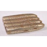 A late Victorian silver plated cigar holder having engraved decoration and inscribed "Presented to