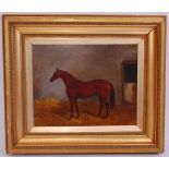 John Duvall (1816-1892), Dalesman bay hunter in a stable, oil on canvas, signed lower right,