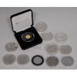 Mixed lot of 11 silver proof coins, to include; Britannia two pounds,