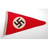 A German N.S.D.A.P. double sided pennant having embroidered swastika emblem, 34cm.