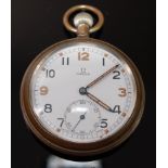 An Omega military issue nickel cased open face pocket watch,