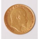 Great Britain, 1905 gold half sovereign, Edward VII, rev.