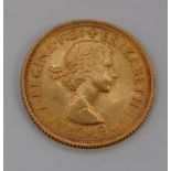 Great Britain, 1963 gold full sovereign, Queen Elizabeth II, rev.