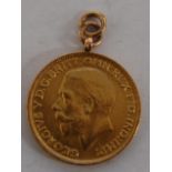 Great Britain, 1918 gold full sovereign, George V, rev.