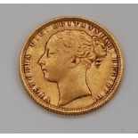 Great Britain, 1871 gold full sovereign, Victoria 'young head', rev.