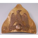 A French Napoleonic style brass Chapska plate, 20cm.