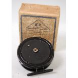 A WR Products 4" alloy centre pin fly reel, circa 1955, boxed.