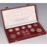 Great Britain, cased Royal Mint 2002 Golden Jubilee 13-coin gold proof set,