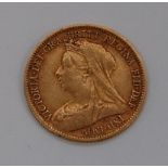 Great Britain, 1901 gold half sovereign, Victoria 'veil head', rev.