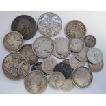 Great Britain, mixed lot of silver coins, to include; 1821 George III crown, 1892 Victoria crown,