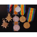 A family group of six WW I medals to include 1914-15 Star, British War and Victory trio,