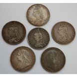 Great Britain, four Victoria crowns,