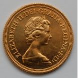 Great Britain, 1980 gold full sovereign, Queen Elizabeth II, rev.