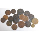 Mixed lot of 18th century and later copper tokens, to include; 1811 Cornish penny,