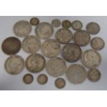 Great Britain, mixed lot of Victorian and later silver coins, to include; half crowns,