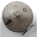 A Allcocks Aerial 4 1/2" alloy centre pin trotting reel with textured finish and six spoke open