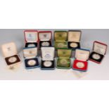 Great Britain, ten various cased silver proof crowns,