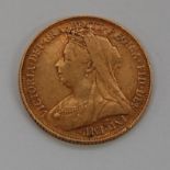 Great Britain, 1901 gold full sovereign, Queen Victoria 'veil head', rev.