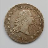 USA, 1795 flowing hair dollar, silver plug variety, obv.