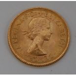 Great Britain, 1964 gold full sovereign, Queen Elizabeth II, rev.