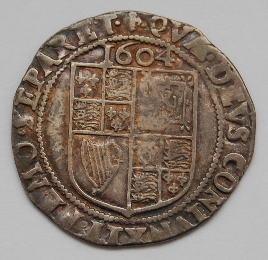 England, 1604-1606 sixpence, Tower mint, James I third bust below Lis mint mark, rev. - Image 2 of 2