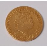 Great Britain, 1820 sovereign, George III laureate head above date, closed 2 type, rev.