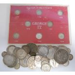 Great Britain, mixed lot of Edward VII and George VI silver coins, to include; 1937 crown,