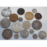Mixed lot of various British and world silver and other coins,