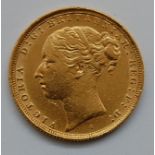 Great Britain, 1883 gold full sovereign, Victoria young head, rev.