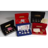Great Britain, five various cased Pobjoy mint Isle of Man silver proof coin sets,