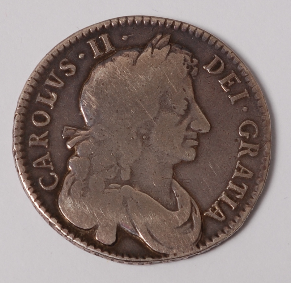 England, 1679 half crown, Charles II laureate and draped fourth bust, rev.