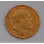 Great Britain, 1910 gold full sovereign, Edward VII, rev.