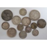Great Britain, mixed lot of 13 various Victorian and later silver coins to include; shillings,