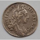 England, 1697 sixpence, William III first bust, rev.