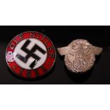 A German NSDAP enamelled lapel badge, marked verso M1/172 GES GESCH RZM,