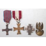 A group of WW II Polish medals and effects to include a Monte Cassino Cross, numbered verso 1176,