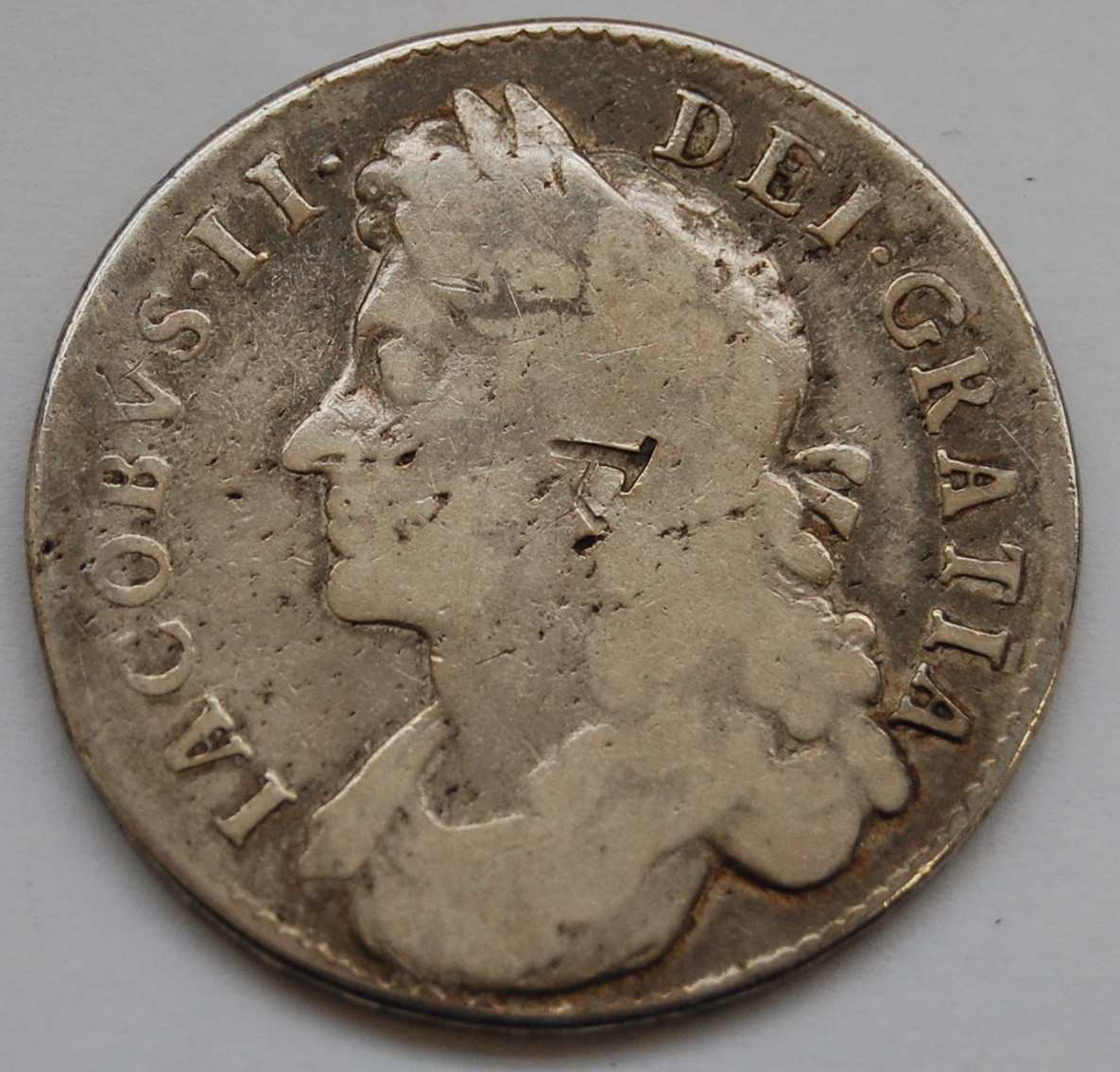 England, 1685 half crown, James II laureate and draped bust, rev.