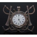 A late Victorian silver cased fob watch having an enamel dial with Roman numerals,