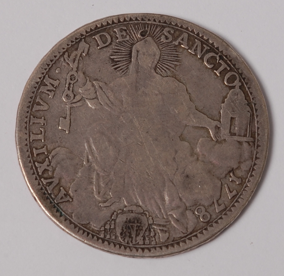 Papal States, 1778, ½ scudo, Pius VI, rev.