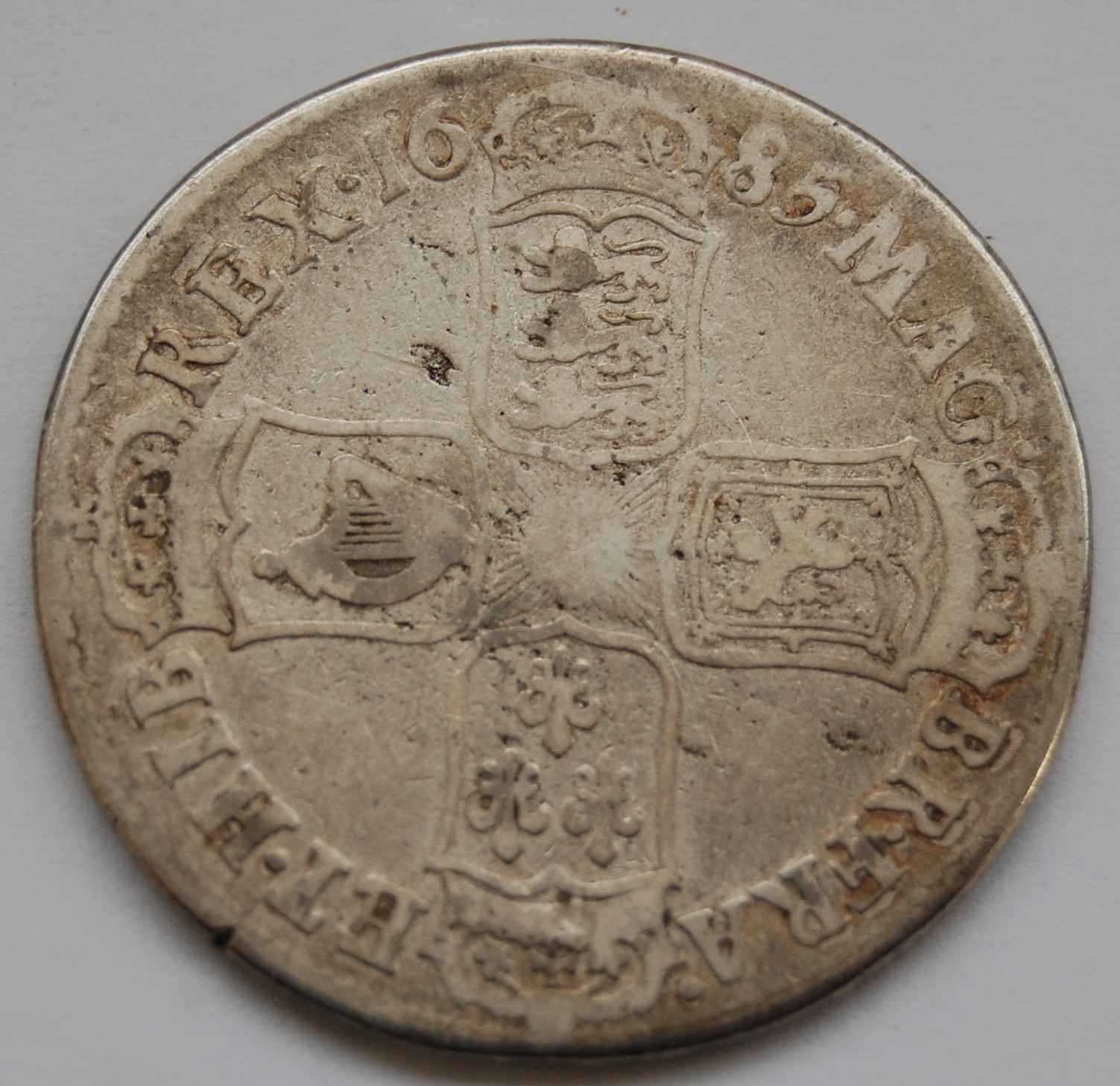 England, 1685 half crown, James II laureate and draped bust, rev. - Image 2 of 2