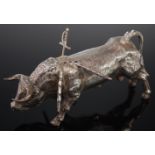 A 20th century Spanish silver model of a bull,