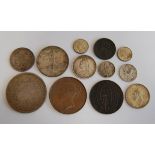 Mixed lot 19th century and later silver and other coins, to include; 1875 French 5 francs,