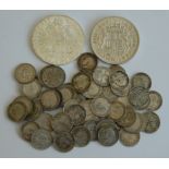 Mixed lot of silver coins, to include; 1937 George VI coronation crown, Maria Theresa thaler,