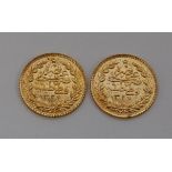 Turkey, Ottoman Empire, gold 25 kurush, Muhammad V,
