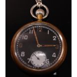 A military issue nickel cased open face pocket watch,