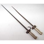 A French model 1886 Lebel bayonet having a 52cm cruciform blade,