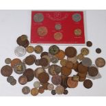 Mixed lot of British and world silver and other coins,
